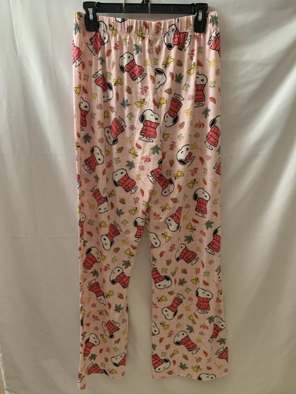 PEANUTS Snoopy Sweater Weather Fall Plaid Pajamas Set in Pink Sz LARGE - Picture 6 of 6